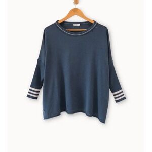 MERSEA Oversized Blue‎ Knit Sweater OS – Striped Cuffs